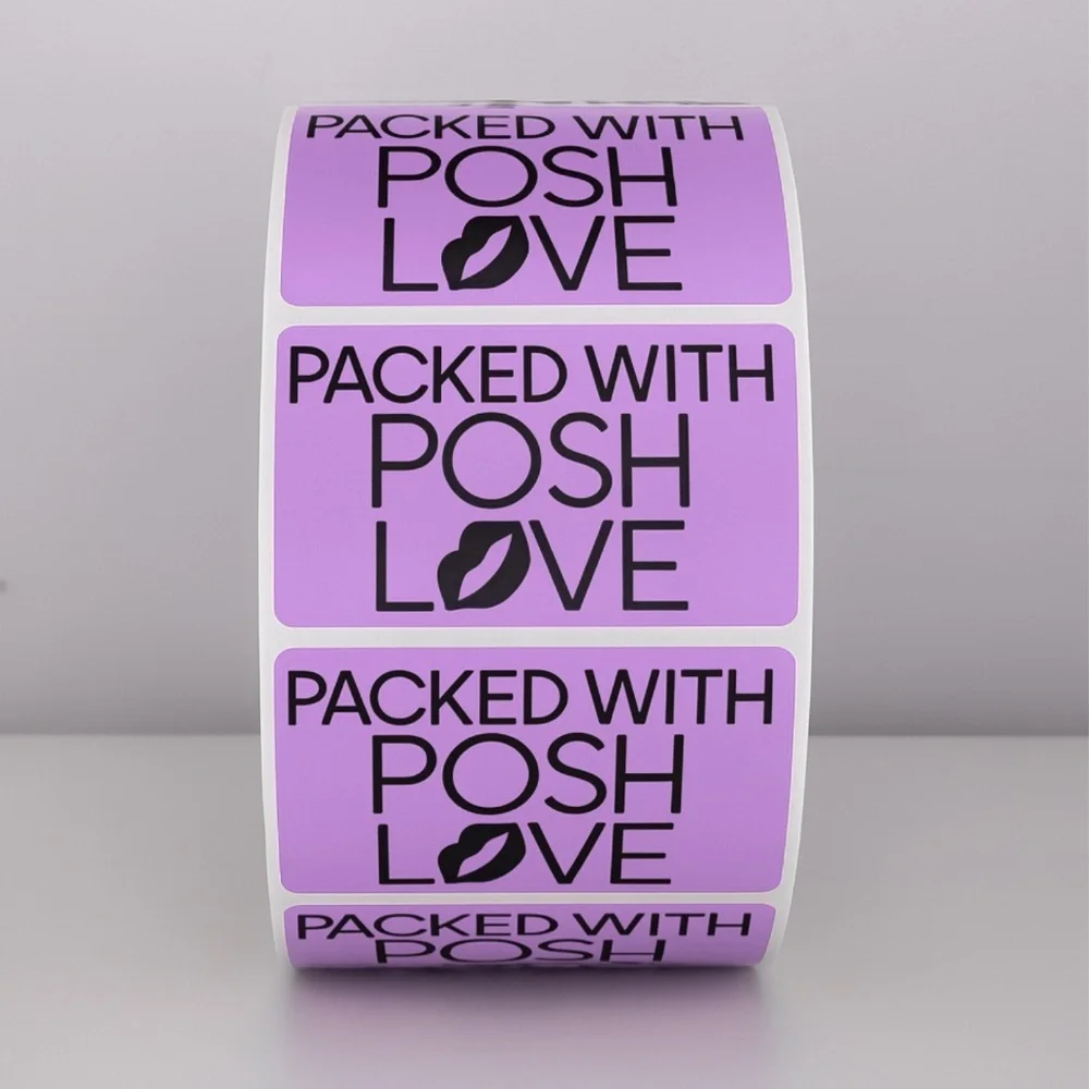 Packed With Posh Love Stickers | Purple Lips Labels for Poshmark Packaging